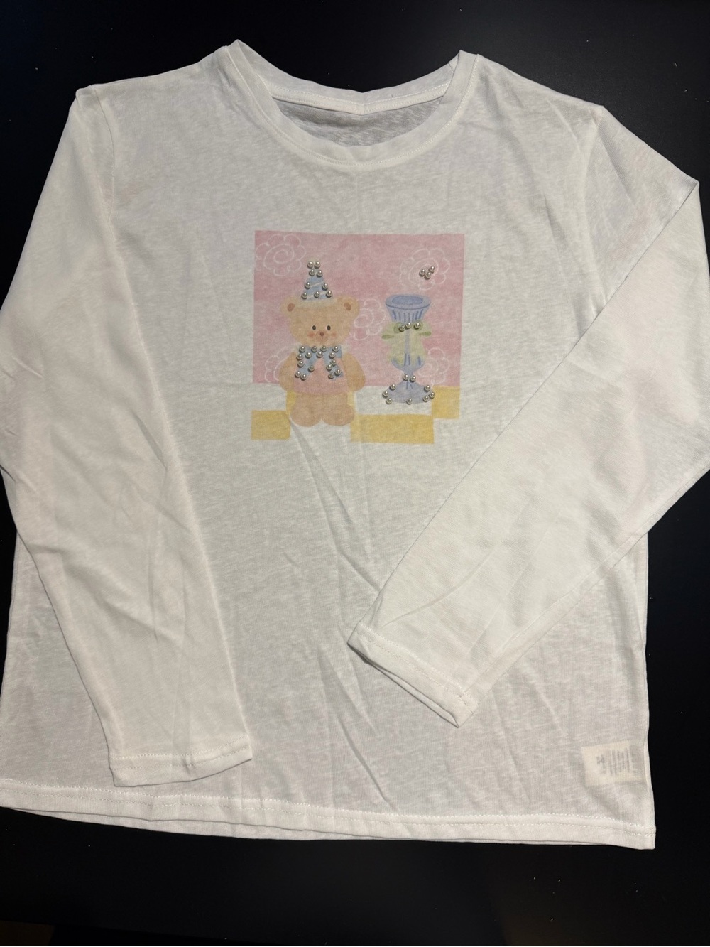 Teddy Bear White Long-Sleeve Shirt